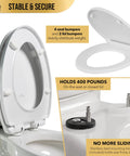 Elongated Soft Close Toilet Seat Heavy Duty Scratch Resistant Universal Fit Top Tier Bathroom Essential features 4 seat bumpers.