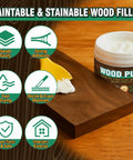 Super Tough White Wood Filler To Fill Cracks And Scratches Fast Easy Paintable Sandable Putty for furniture touch ups on wood