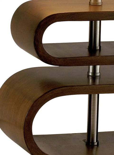 Close-up of bentwood ovals on Rhythm Rustic Bentwood Table Lamp With Natural Beige Shade For Nightstands End Tables And Desks Offering Warm Cozy Ambient Lighting For Bedrooms Living Rooms And Home Offices.