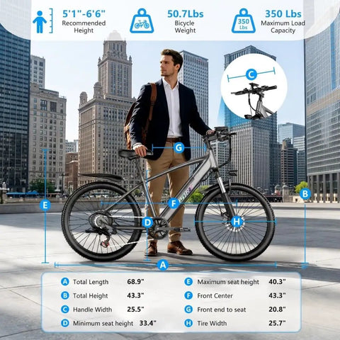 Man standing with Awesome 1500W Peak Ebike For Adults With Removable 48V 12Ah Battery And 26 Inch Wheels Ideal For City Commutes