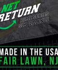 Pro Series Large 9 Golf Simulator Kit panel with 'Made in the USA' text, Home Series Sim Valence, Fair Lawn, NJ label