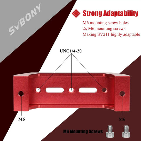 Red anodized 135mm Handle Bar Dovetail Base with M6 mounting screw holes for telescope finder scope