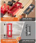 Heavy Duty Door Hinge Jig And Lock Installation Kit Solid Aluminum Router Template For Hinge Mortising And Knob Drilling Built Tough Weekend Warrior Tool Set showing 6061 aluminum alloy jig versus plastic design.