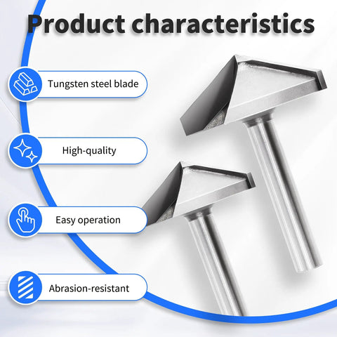 Heavy Duty 120 Degree V Groove Router Bit With 32mm Cutting Diameter And 6mm Shank features tungsten steel blades and abrasion-resistant design.