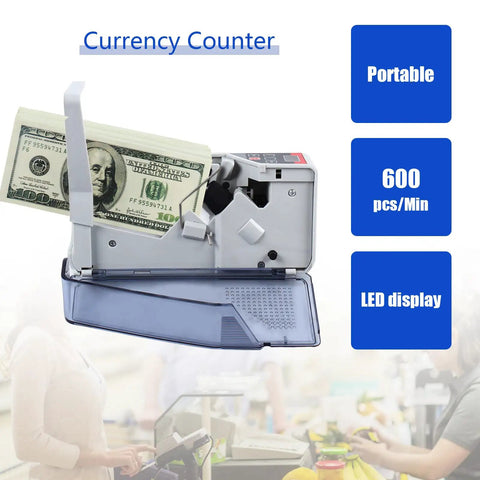 Portable Money Counter With LED Display And Batch Mode Handy Mini Banknote Counter for fast cash handling up to 600 bills/min