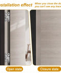 Open and closed views of 4 Pack Stainless Steel Invisible Hinges For Doors And Cabinets With 180 Degree Hidden Cross And Swing Hinges And Included Screws For Easy Durable Mounting