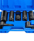 7 Piece O2 Oxygen Sensor Socket Set For Auto Repair With Premium Chrome Molybdenum Steel Black Oxide Finish Low Profile Six Point Sockets And Side Cutout Design For Hard To Reach Sensors, blue case