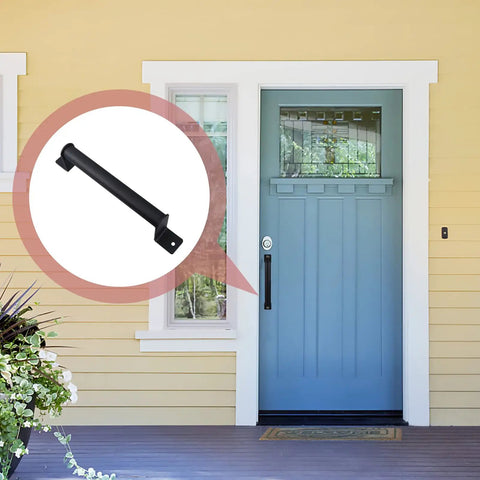 Front door with Black Cast Iron Cabinet Pulls And Handles Set For Doors Gates Fence Garage Closet Indoor Outdoor Use Rustic