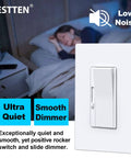 3 Pack White Slide Dimmer Light Switch Single Pole Or 3 Way Layout Smooth As Butter Compatible With LED CFL And Incandescent Bulbs easy peasy installation bedside setting.