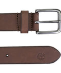 Premium Men Genuine Leather Belts With Antique Finish Single Loop Buckle, 35mm Wide Jean Strap In Dark Brown, showing buckle and strap details.