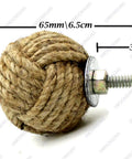 Jute Rope Drawer Knobs And Knob Pulls For Cabinets And Wardrobes Nautical Hardware Decor 35 Mm Pack Of 6 Hand Crafted Crisscross Knot Cabinet Handles For Dresser And Cupboard Renovation With A Beachy Coastal Vibe. 35mm jute rope knob with screw, side view