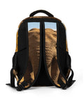 Unisex Elephant Print Backpack With Wilderness Design back view showing straps and detailed elephant image