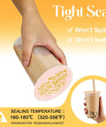Two Roll Cup Sealer Film Sealing Machines 90-105 Mm Fits 16 Oz Cups Bubble Tea Coffee Juice Soda Cafes Restaurants Motivational Style Printed Roll Durable Seal 6400 Cups Total 3200 Each Roll sealing a cup displaying design 'You Are Awesome'