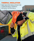Worker in Hi Vis Lime GloWear Type R Class 3 Quilted Bomber Jacket Insulated 160g Built For The Jobsite Wind And Water Resistant