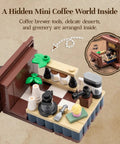 Vintage Hand Crank Coffee Grinder Building Blocks Set With Moving Gears And Hidden Mini Coffee Shop Scene Desk Decor Model Kit