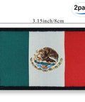 Top Shelf Mexico Flag Tactical Morale Patches With Legit Hook And Loop Backing Flex Design For Your Favorite Street Wear Gear Set Includes Two Durable Patches, 3.15x1.97 inches, embroidered fabric.