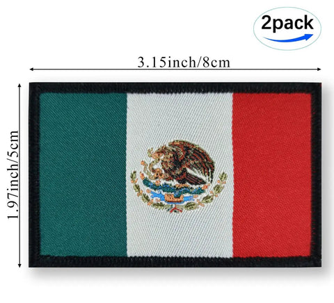 Top Shelf Mexico Flag Tactical Morale Patches With Legit Hook And Loop Backing Flex Design For Your Favorite Street Wear Gear Set Includes Two Durable Patches, 3.15x1.97 inches, embroidered fabric.