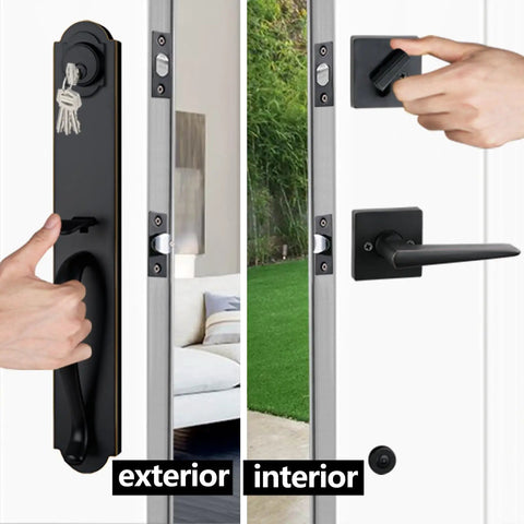 Oil Rubbed Bronze Keyed Entry Door Lock Set With Deadbolt, Reversible For Right Or Left Handed Doors, Built Tough Heavy Duty Exterior Handleset, Universal Fit, Adjustable Hole Distance, Solid Zinc Alloy Build