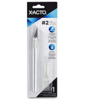 X-ACTO #2 knife with safety cap; silver metal handle for medium cutting and trimming.