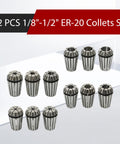 12 Piece ER 20 Collets Set One Eighth To One Half Inch For CNC Engraving Machine And Milling Lathe Tooling Pro Grade High Precision Spring Collets With Individual Packaging For Easy Portability And Extended Life