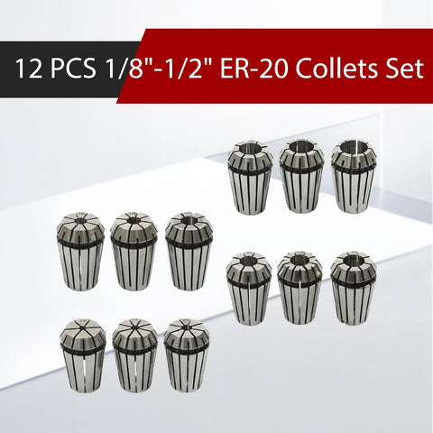 12 Piece ER 20 Collets Set One Eighth To One Half Inch For CNC Engraving Machine And Milling Lathe Tooling Pro Grade High Precision Spring Collets With Individual Packaging For Easy Portability And Extended Life