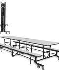 Mobile School Cafeteria Table With Bench, 12-Foot Rectangle Lunchroom Table On Wheels, Heavy-Duty Folding Design
