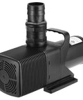 Angled view of VIVOSUN 3567 GPH submersible pond pump, 130W, black plastic with top outlet adapter.