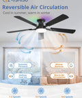 Sleek 52 Inch Smart Ceiling Fan With RGB Smart Lighting And Wifi Voice Control Compatible With Alexa for air circulation.