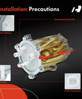 Installation diagram of Honda Electric Fuel Pump for ATV Fits TRX420 Rancher 2007 To 2014, TRX500 Foreman 2012 To 2013, TRX700XX 2008 To 2009 Replacement Part 16700-HP5-602 Direct Fit Easy Install with connection details.