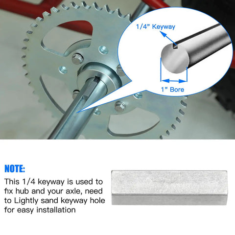 Diagram of Beefy 8 Hole 48 Tooth Chain Sprocket Hub for Predator 212cc 196cc Go Kart Mini Bike with 1 Inch Bore and One Quarter Inch Keyway