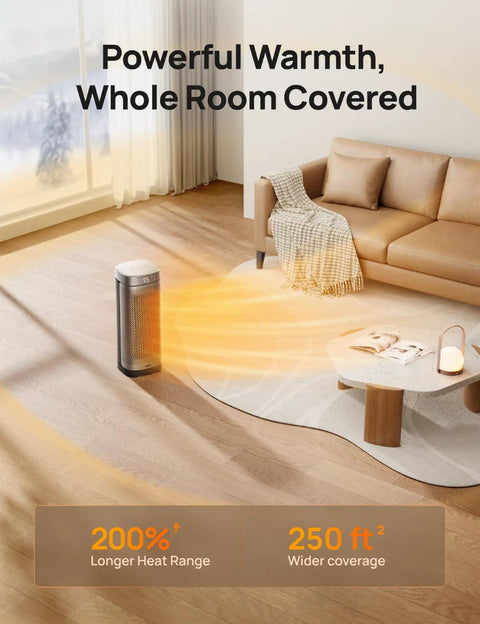 Fast Heating Indoor Space Heater With Remote Control 1500W PTC Ceramic Electric Heater in a modern living room