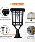 Prairie Solar Outdoor Light Fixture With Wall Pole And Pier Mounts No Wire Setup Black LED Lamp 250 Lumen Warm White Light displayed