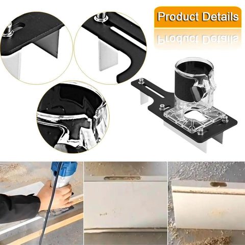 2 In 1 Invisible Fastener Slotting Bracket For Cabinet Furniture Assembly And Wood Router Base Mortising Jig, shown during use