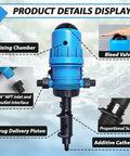 Fertilizer Injector For Drip Irrigation Three Quarter Inch NPT With Adjustable 0.4 To 4 Percent Water Powered Dosing Pump details