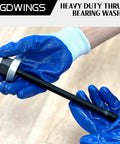 Gloved hands holding a bolt from Long Reach Harmonic Balancer Installer Kit For Ford Crankshaft Pulleys 5 Piece Pulley Puller Set