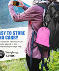 Camping Hammock For All Adventures Heavy Duty Nylon 500 Pound Capacity Portable Lightweight Single Or Double With Tree Straps And Carry Bag Ideal For Camping Backpacking Hiking Travel Beach Outdoor Indoor Blue And Pink easy storage in pink bag