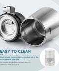 Interior view of 4L Brushed Stainless Steel Tabletop Water Distiller with Glass Pot, showing removable chamber and lid.