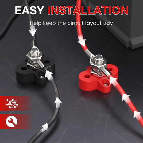 Beefy M10 3/8 Single Stud Terminal Block, Hassle Free Rock Solid Battery Power Distribution Bus Bar for neat wiring setup.