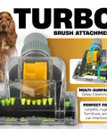 All Purpose Vacuum Attachment Kit With Air Driven Pet Upholstery Turbo Brush And Swivel Head Nozzles 10 Piece Set turbo brush close-up