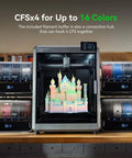 Multi Color Filament System CFS Upgrade Kit For K1 SE K1C And K1 Max 3D Printers showcasing colorful castle print and filament buffer.