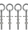 Heavy Duty Stainless Steel Eye Bolts 4 Pack With Nuts And Washers M8 By 76mm For Boat Hanging Swing Tie Downs And Outdoor Lifting Marine Grade 304 Stainless Each Rated About 308 Lbs Safe Load Rugged Marine Hardware, four bolts