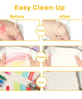 Killer Pack Of Butter Smooth Tempera Paint Sticks showing easy clean-up on hands, clothes, and desk in vibrant colors.