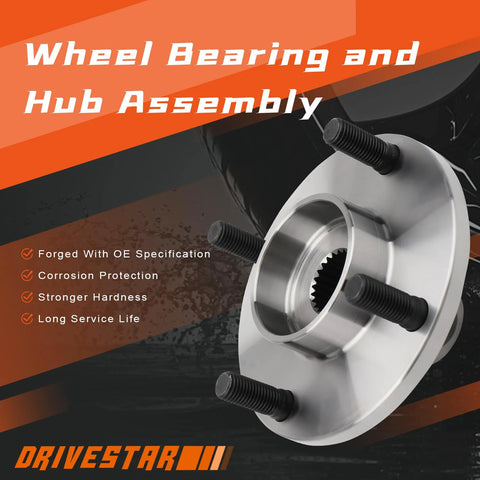 Wheel Hub Bearing Assembly For Ford Focus 2000 To 2011 Front Left Or Right With ABS 4 Lug Durable Protective Coating