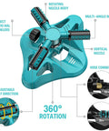 Diagram of the 360 Degree Rotating Lawn Sprinkler With 36 Nozzles, showing nozzle details and adjustable spray directions.