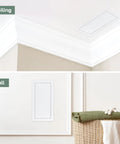 Rock Solid White Abs Plastic Access Panel With Six By Twelve Inch Cut Out For Drywall Wall And Ceiling Patch shown in ceiling and wall.