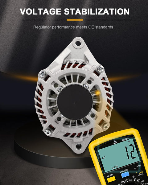 Dope Replacement Alternator For Mitsubishi Lancer 2.0L 2008 2015 Fits DE ES Sportback Evolution 2.0L 1800A155 displayed with voltmeter