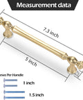 Gold Kitchen Cabinet Handles 5 Inch Brushed Brass Cabinet Pulls 10 Pack 128mm with measurement details