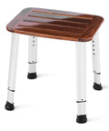 Teak Shower Bench And Bath Stool For Shower Or Tub, Height Adjustable, Lightweight, Waterproof And Rustproof Bath Seat