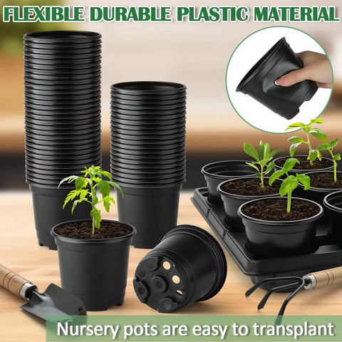 4 Inch Plastic Plant Pots Set With Seed Starter Trays And Propagation Trays, 60 Pots Plus 12 Black Nursery Pots, BPA Free