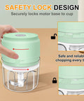 Chill Out With This Tiny Wireless Garlic Chopper That Zips Mini Food Processing. Safety lock design on compact electric mincer.
